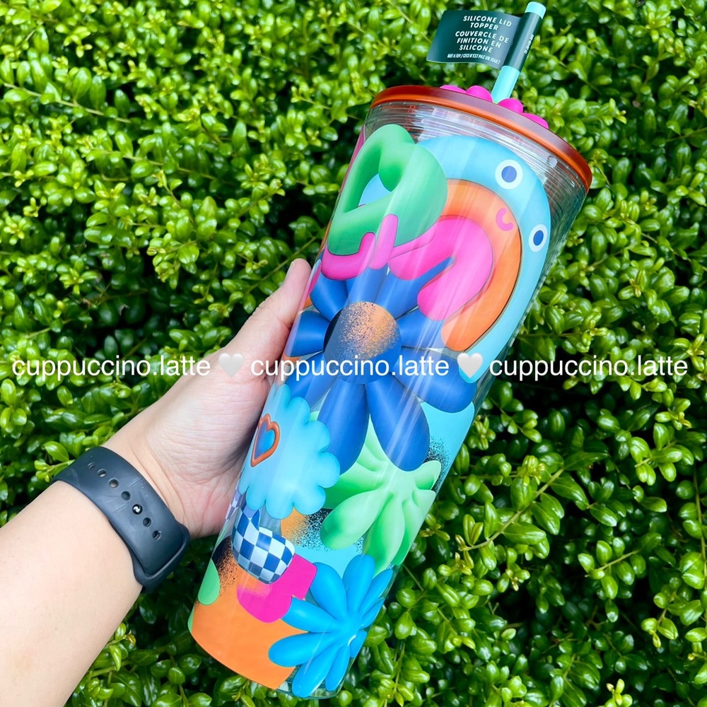 NWT✨Starbucks 2025 Back to School Graphic Tumbler with Silicone Floral Lid Charm - Picture 6 of 9